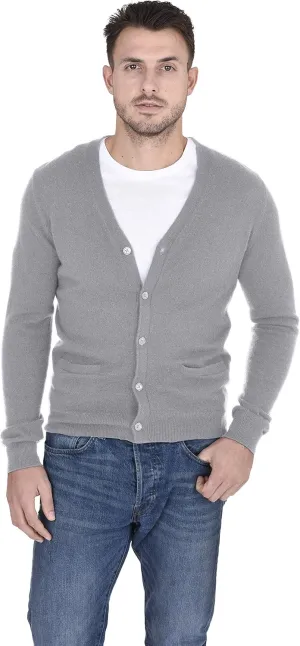 Cashmeren Men's Button Down Cardigan 100% Pure Cashmere Classic Knit V-Neck Sweater
