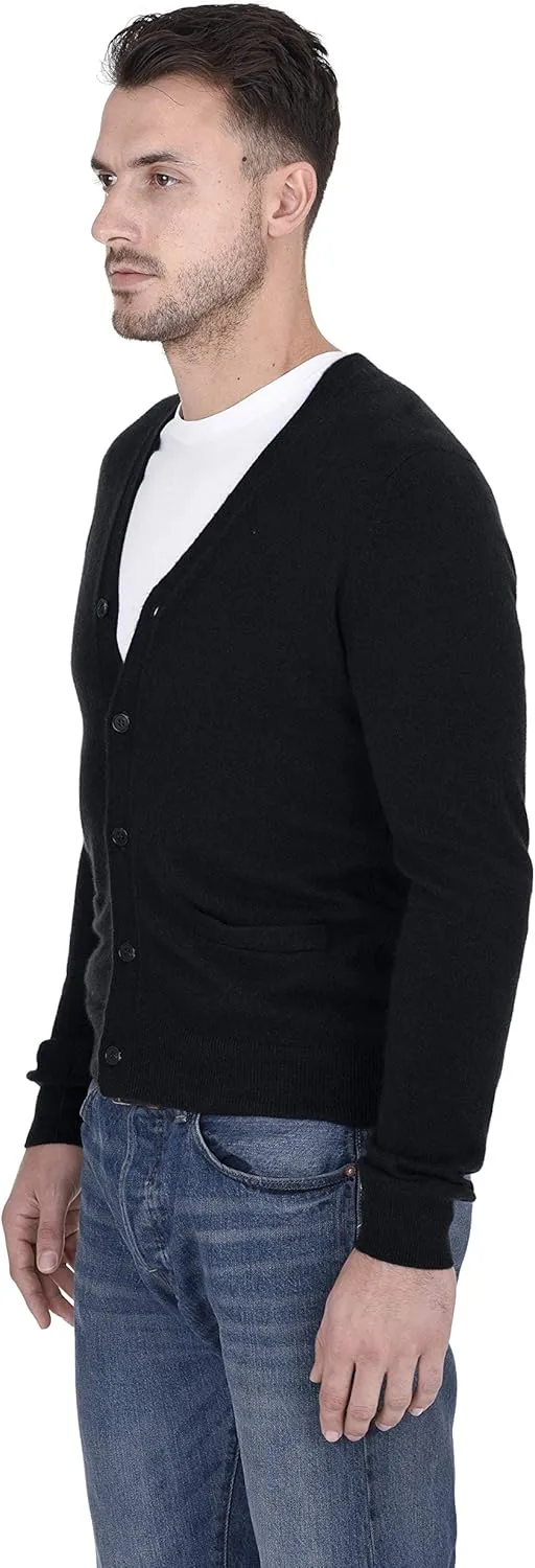 Cashmeren Men's Button Down Cardigan 100% Pure Cashmere Classic Knit V-Neck Sweater