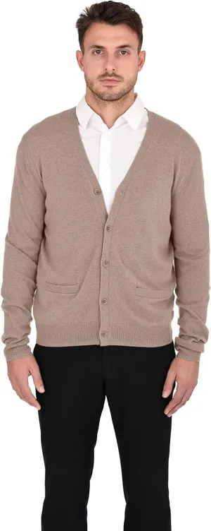 Cashmeren Men's Button Down Cardigan 100% Pure Cashmere Classic Knit V-Neck Sweater