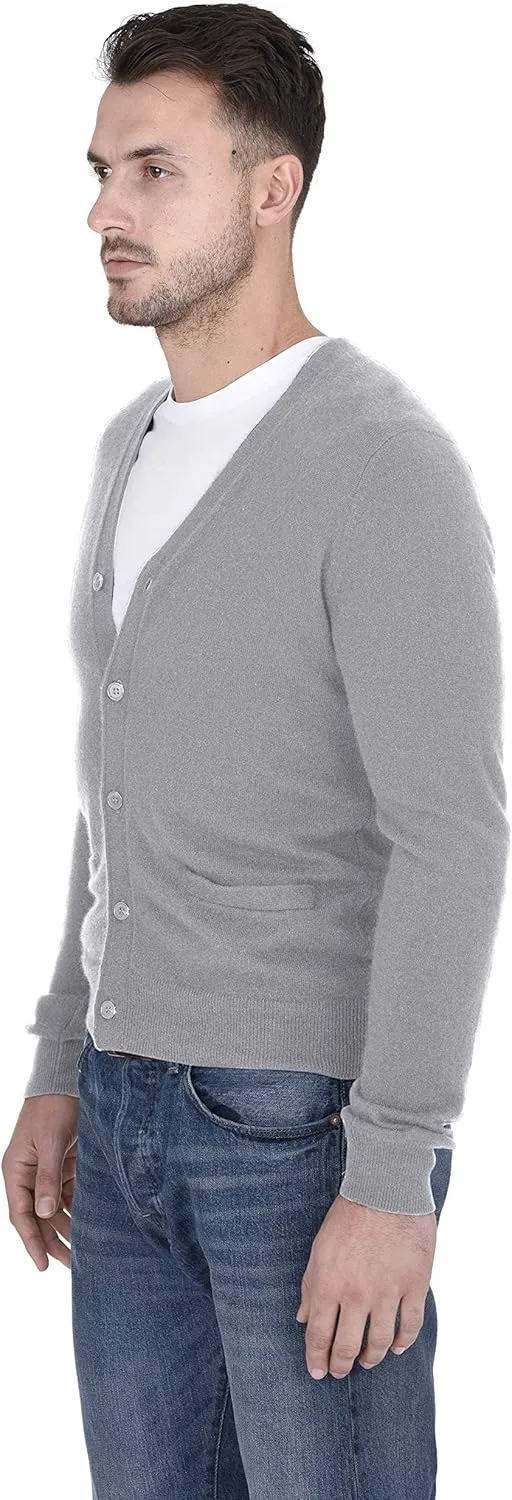 Cashmeren Men's Button Down Cardigan 100% Pure Cashmere Classic Knit V-Neck Sweater
