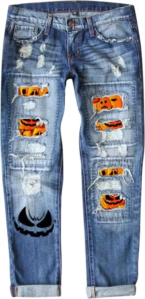 Casual Baggy Jean Trousers Mid Denim Jeans Lace Poket Waisted Pants Trousers Up Womens Women's Classic Tapered
