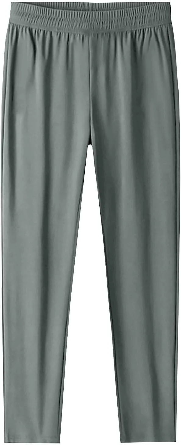Casual Pants for Women Summer Elastic Waist Dress Pants with Pockets Lounge Baggy Pant Gym Drawstring Trousers