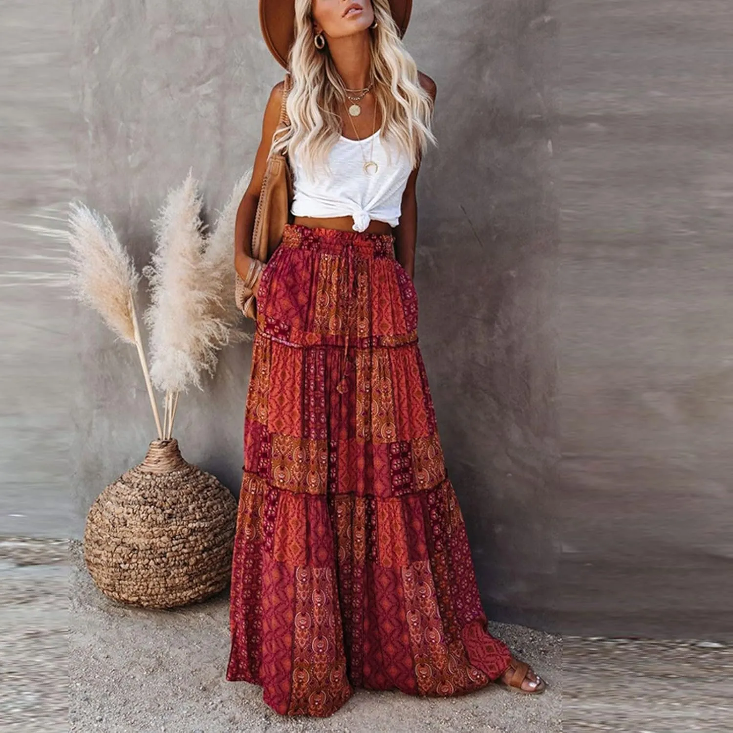 Casual Skirts for Women, Summer Beach Trendy Vacation Maxi Womens Skirts