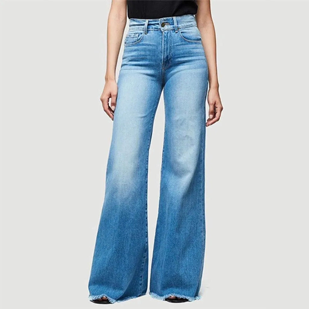 Cdiecer Womens Flare Jeans High Waisted Wide Leg Baggy Jean Baggy Boyfriend Jean Stretch Streetwear Denim Pants