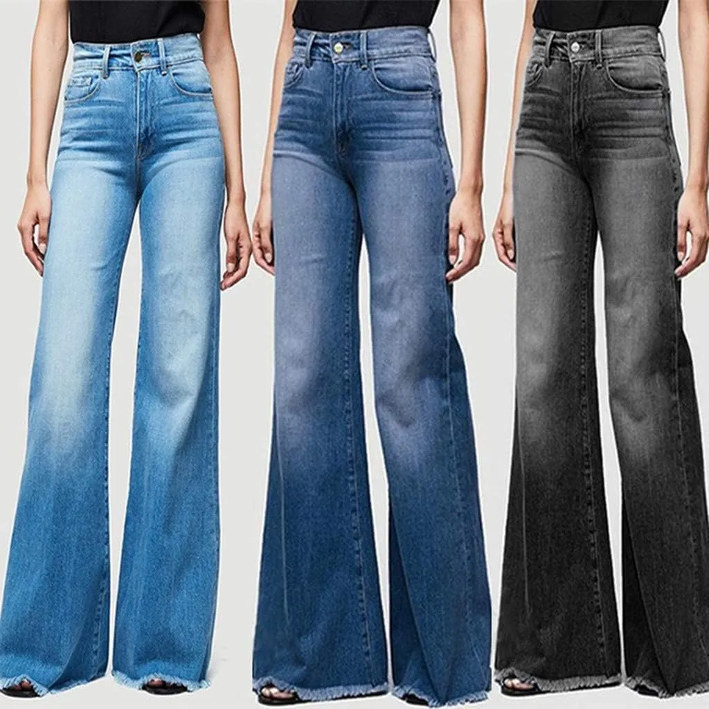 Cdiecer Womens Flare Jeans High Waisted Wide Leg Baggy Jean Baggy Boyfriend Jean Stretch Streetwear Denim Pants