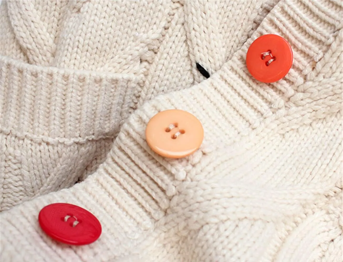 CHARTOU Women Chunky Cable Knit Cardigan Embroidery Button Down Sweater Jacket Knitwear