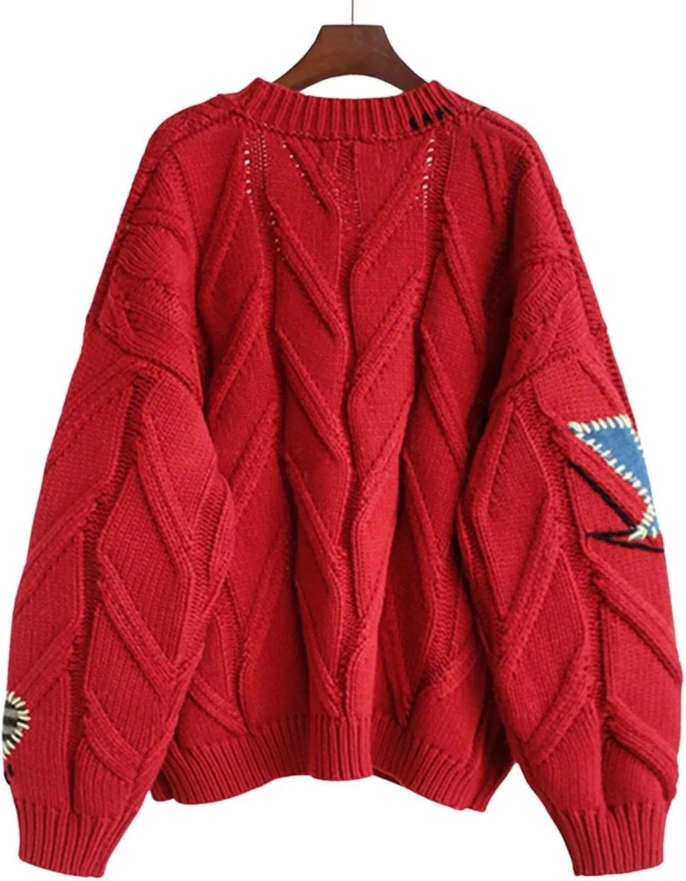 CHARTOU Women Chunky Cable Knit Cardigan Embroidery Button Down Sweater Jacket Knitwear