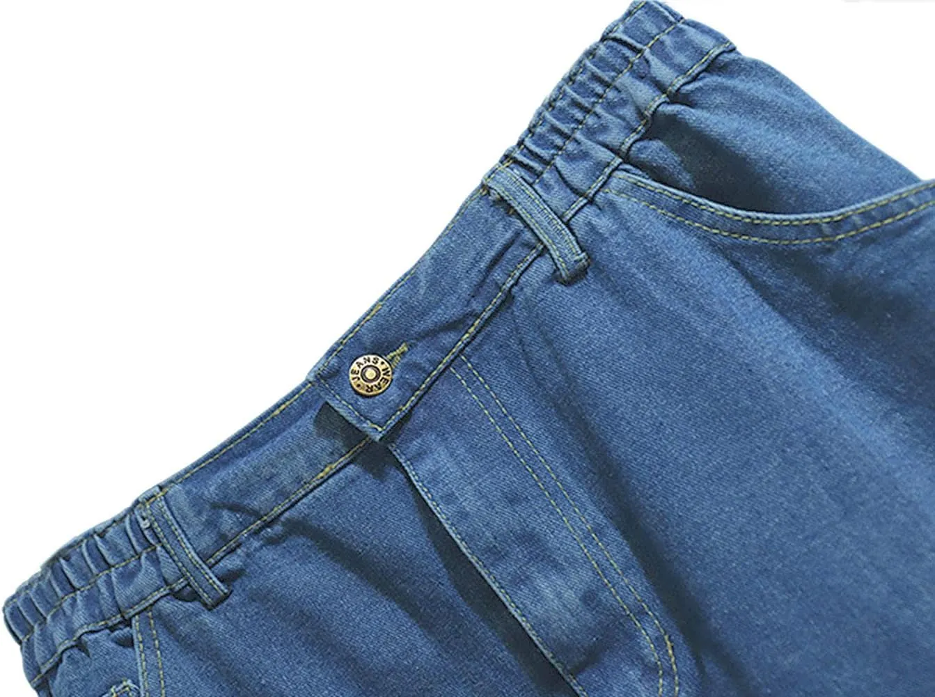 CHARTOU Women's Summer Casual Elastic Waist Pockets Work Midi Denim A Line Skirt