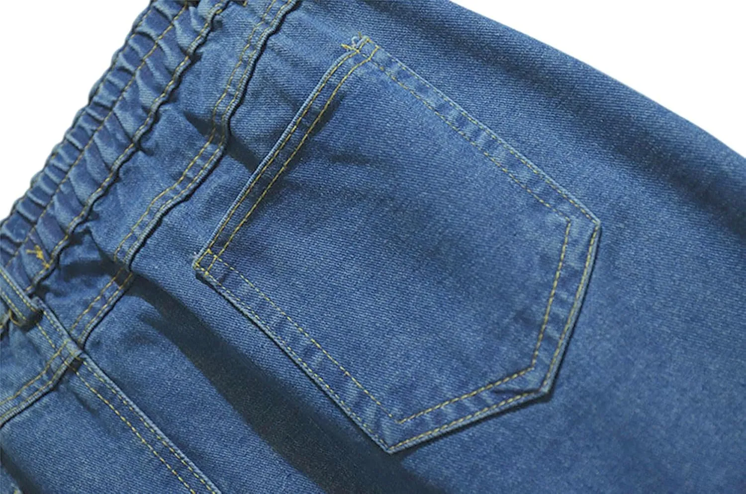 CHARTOU Women's Summer Casual Elastic Waist Pockets Work Midi Denim A Line Skirt