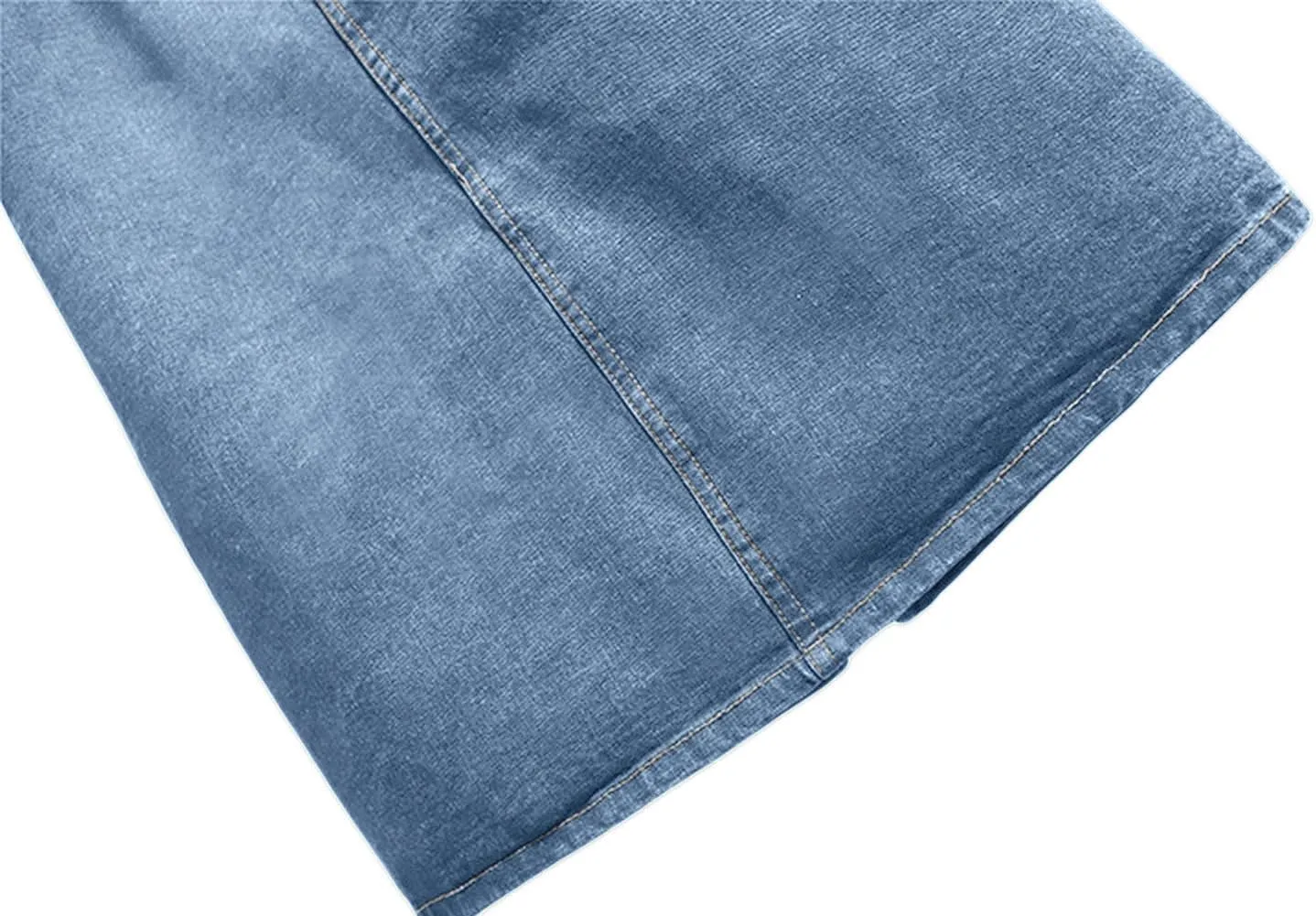 CHARTOU Women's Summer Casual Elastic Waist Pockets Work Midi Denim A Line Skirt