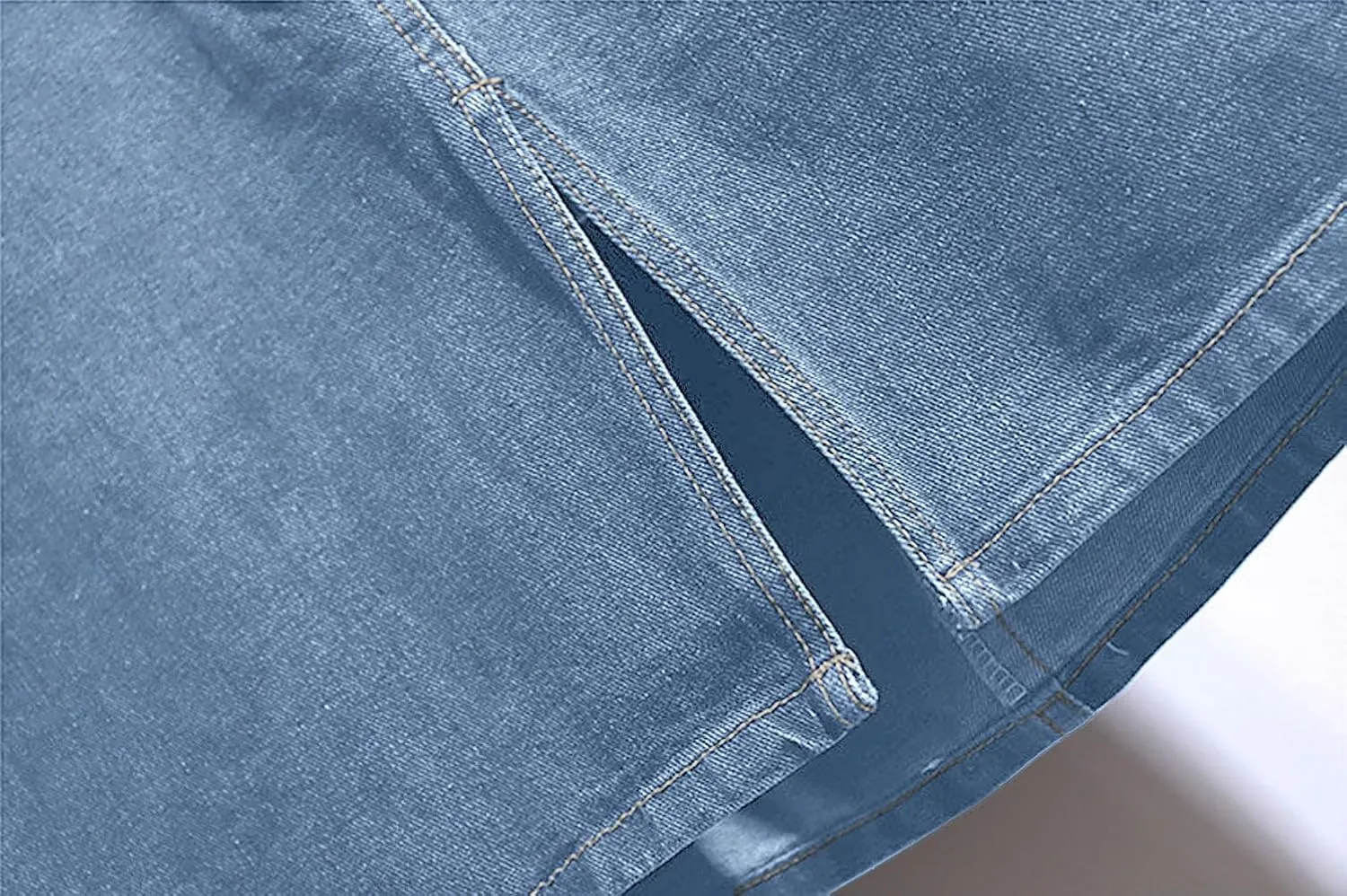 CHARTOU Women's Summer Casual Elastic Waist Pockets Work Midi Denim A Line Skirt