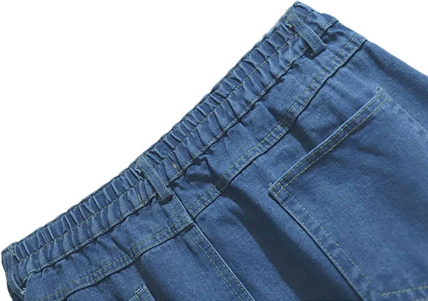 CHARTOU Women's Summer Casual Elastic Waist Pockets Work Midi Denim A Line Skirt