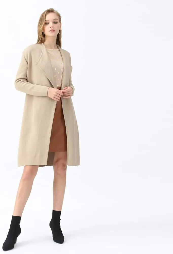 CHICWISH Women's Classy Open Front Knit Coat Cardigan Coatigan Light Jacket