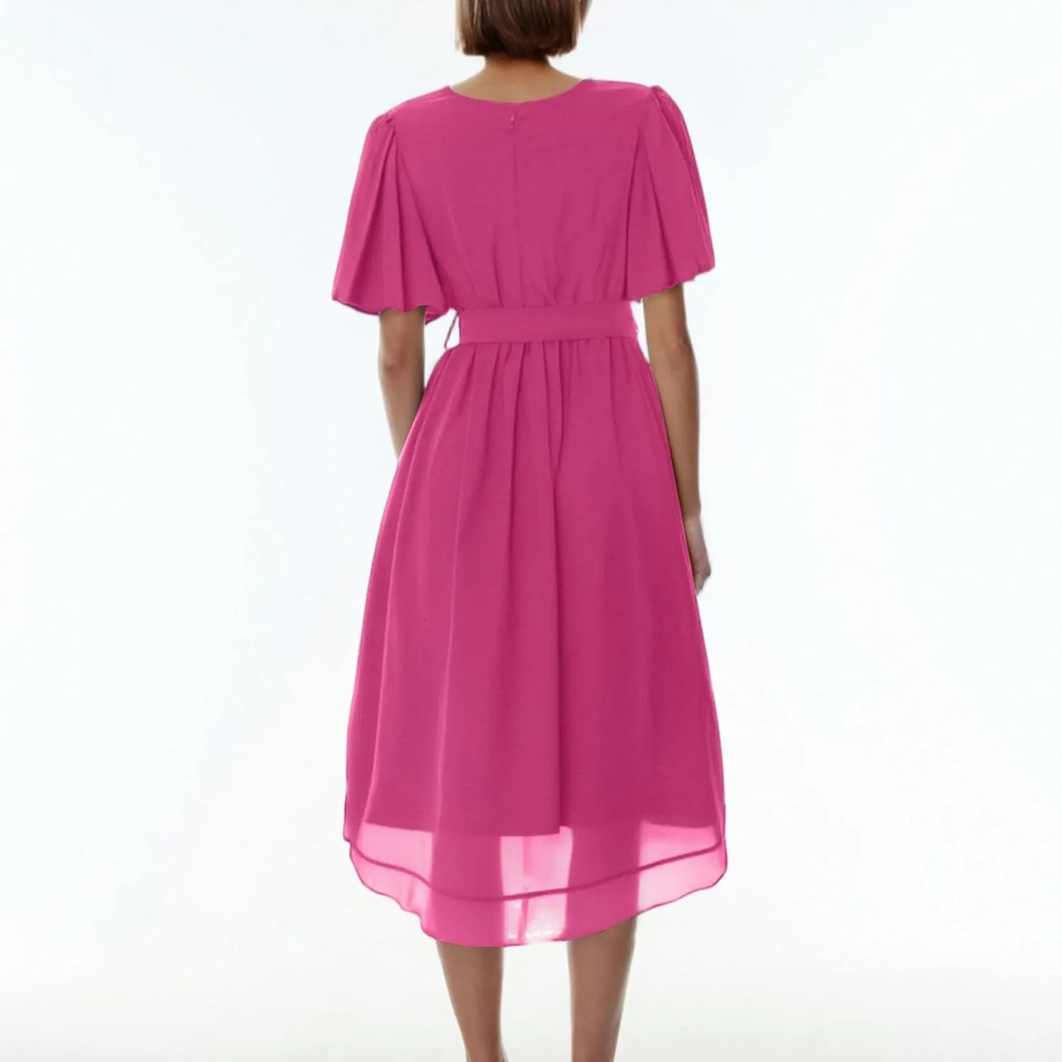 Chiffon Dresses for Women,Prom Cocktail Womens Midi Dress Wrap Flowy Wedding Guest Summer Sexy Dresses for Women