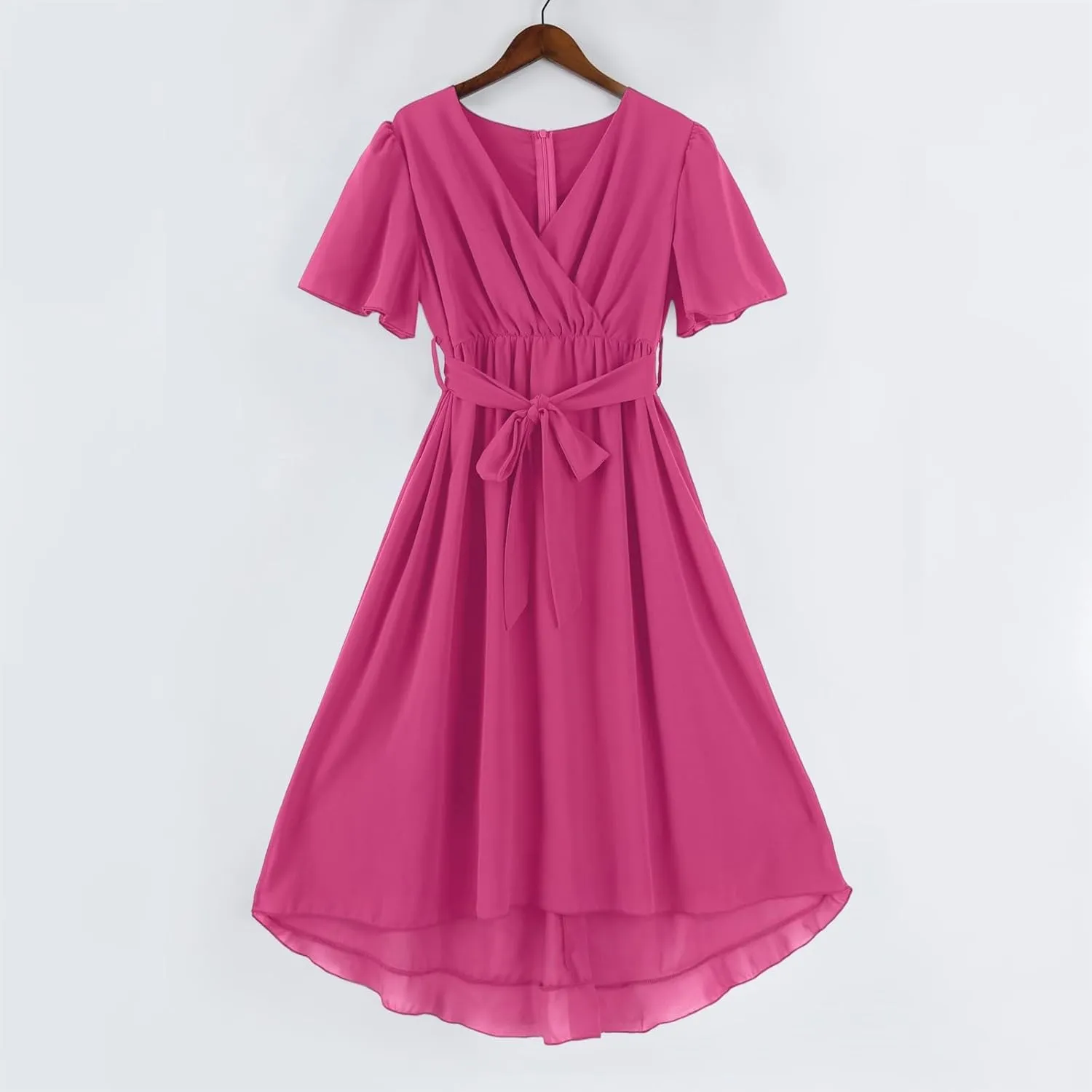 Chiffon Dresses for Women,Prom Cocktail Womens Midi Dress Wrap Flowy Wedding Guest Summer Sexy Dresses for Women