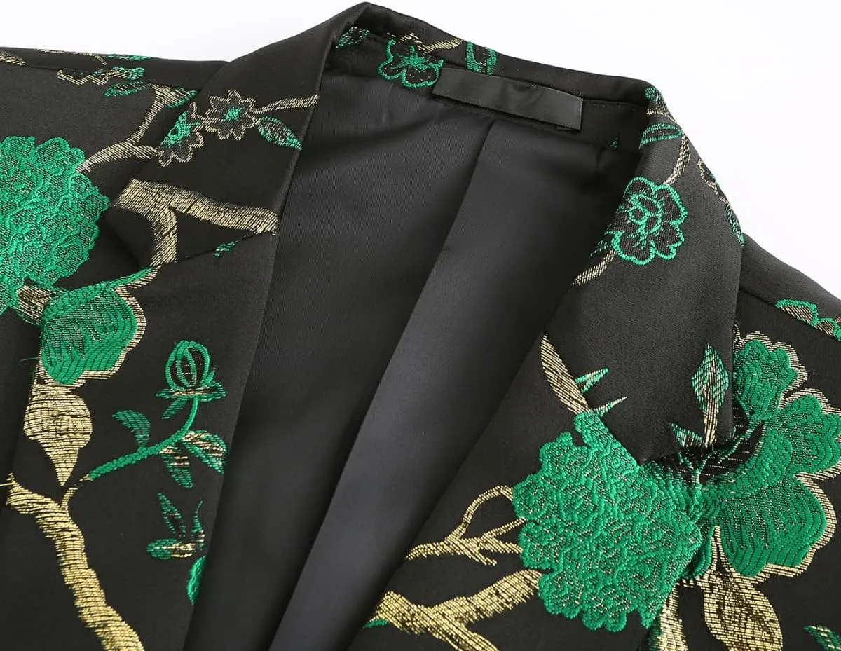 Cloudstyle Mens 2 Piece Floral Dress Suit One Button Dinner Tuxedo Jacket & Pants