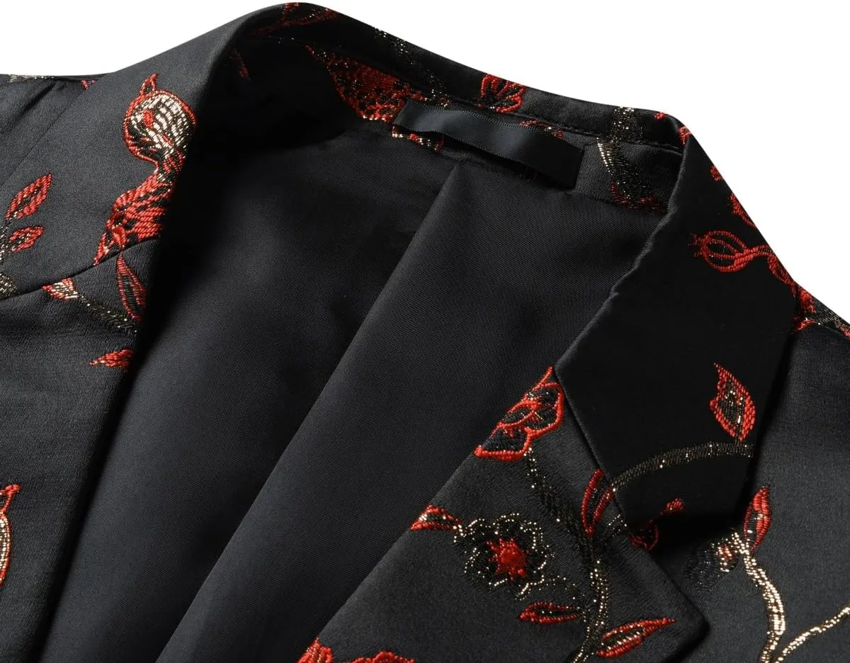 Cloudstyle Mens 2 Piece Floral Dress Suit One Button Dinner Tuxedo Jacket & Pants