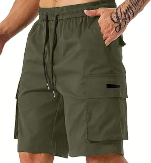 CRNTCEM Baggy Drawstring Cargo Shorts for Men Casual Twill Classic Relaxed Fit Work Short Pants Quick Dry Athletic Shorts