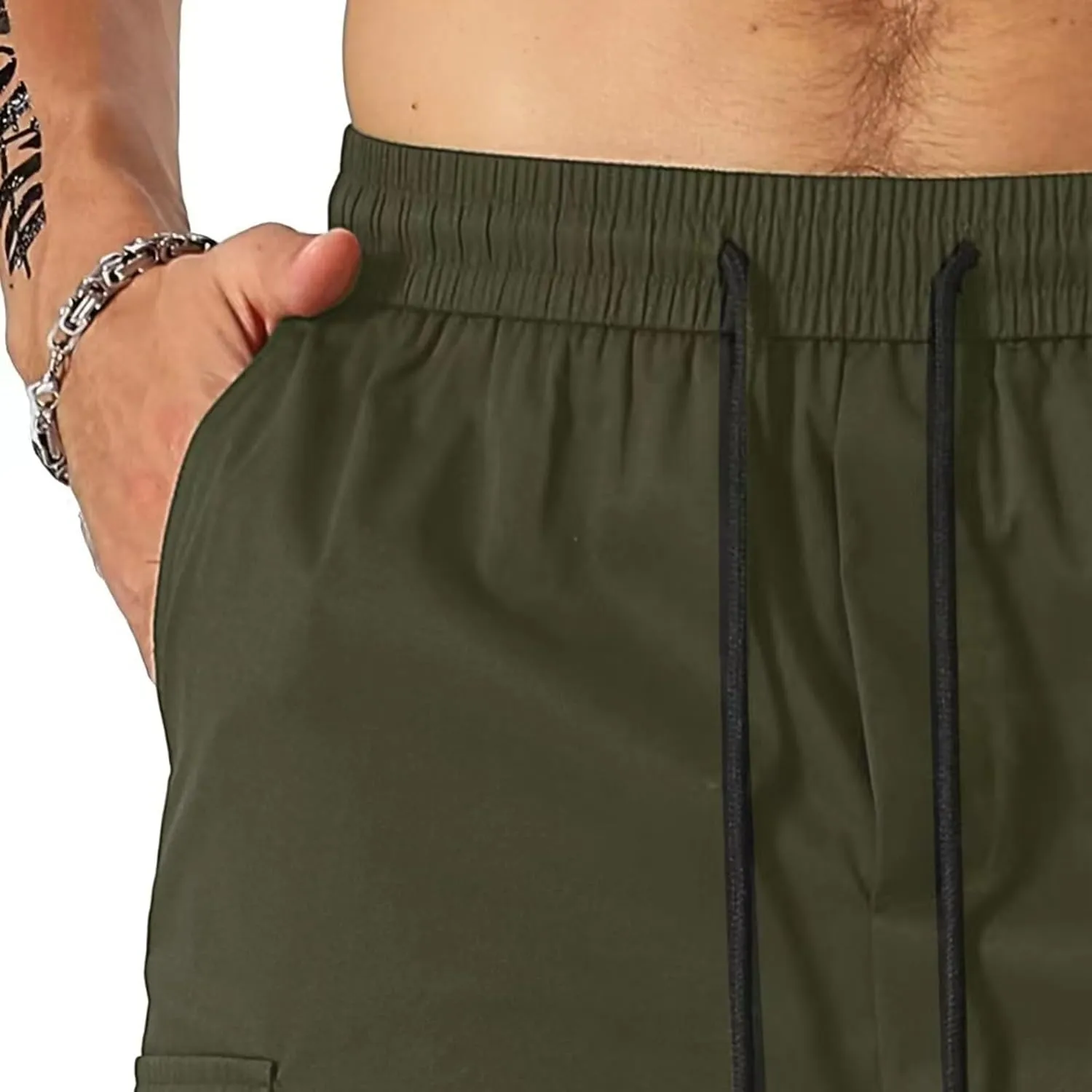 CRNTCEM Baggy Drawstring Cargo Shorts for Men Casual Twill Classic Relaxed Fit Work Short Pants Quick Dry Athletic Shorts