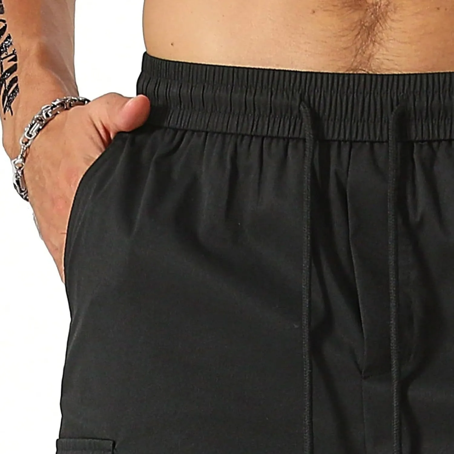 CRNTCEM Baggy Drawstring Cargo Shorts for Men Casual Twill Classic Relaxed Fit Work Short Pants Quick Dry Athletic Shorts