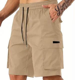 CRNTCEM Baggy Drawstring Cargo Shorts for Men Casual Twill Classic Relaxed Fit Work Short Pants Quick Dry Athletic Shorts