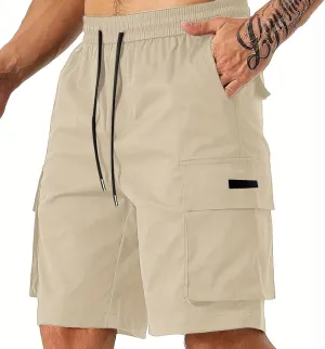 CRNTCEM Baggy Drawstring Cargo Shorts for Men Casual Twill Classic Relaxed Fit Work Short Pants Quick Dry Athletic Shorts