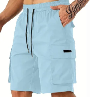 CRNTCEM Baggy Drawstring Cargo Shorts for Men Casual Twill Classic Relaxed Fit Work Short Pants Quick Dry Athletic Shorts