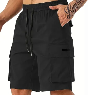 CRNTCEM Baggy Drawstring Cargo Shorts for Men Casual Twill Classic Relaxed Fit Work Short Pants Quick Dry Athletic Shorts