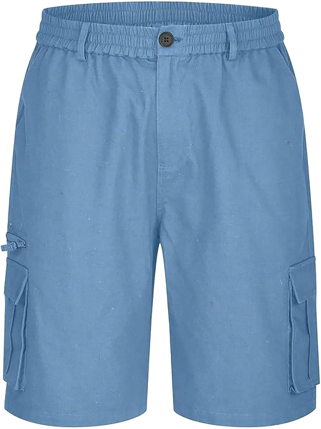 CRNTCEM Elastic Waist Zipper Cargo Shorts Mens Summer Button Lightweight Work Hiking Travel Shorts Big and Tall with Pockets