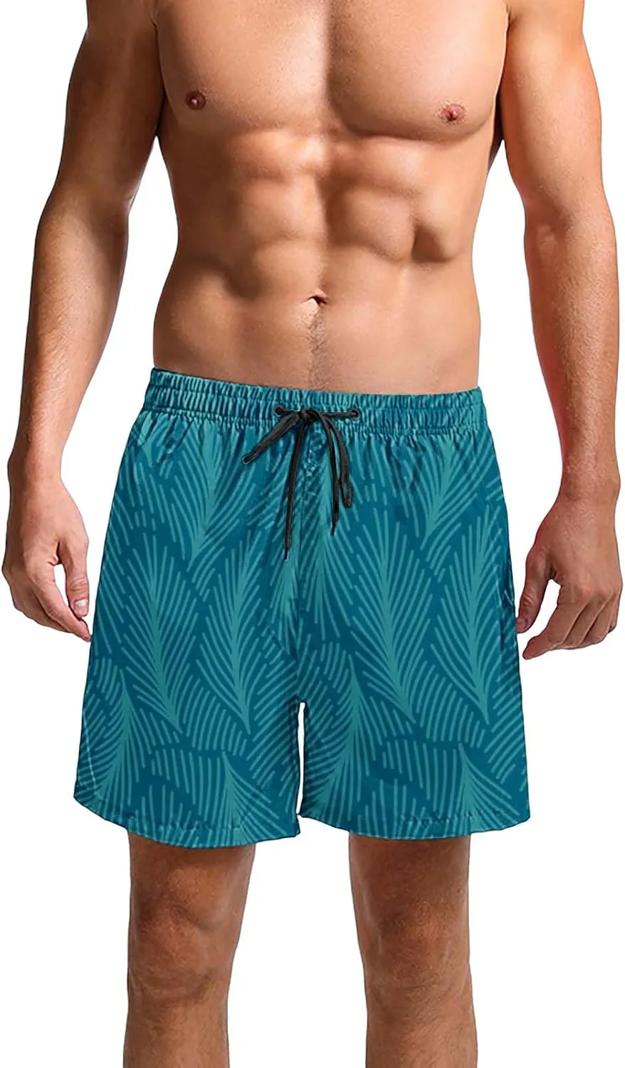 CRNTCEM Mens Casual Hawaiians Beach Shorts Quick Dry Swimwear Summer Swim Trunks Elastic Waist Drawstring Shorts