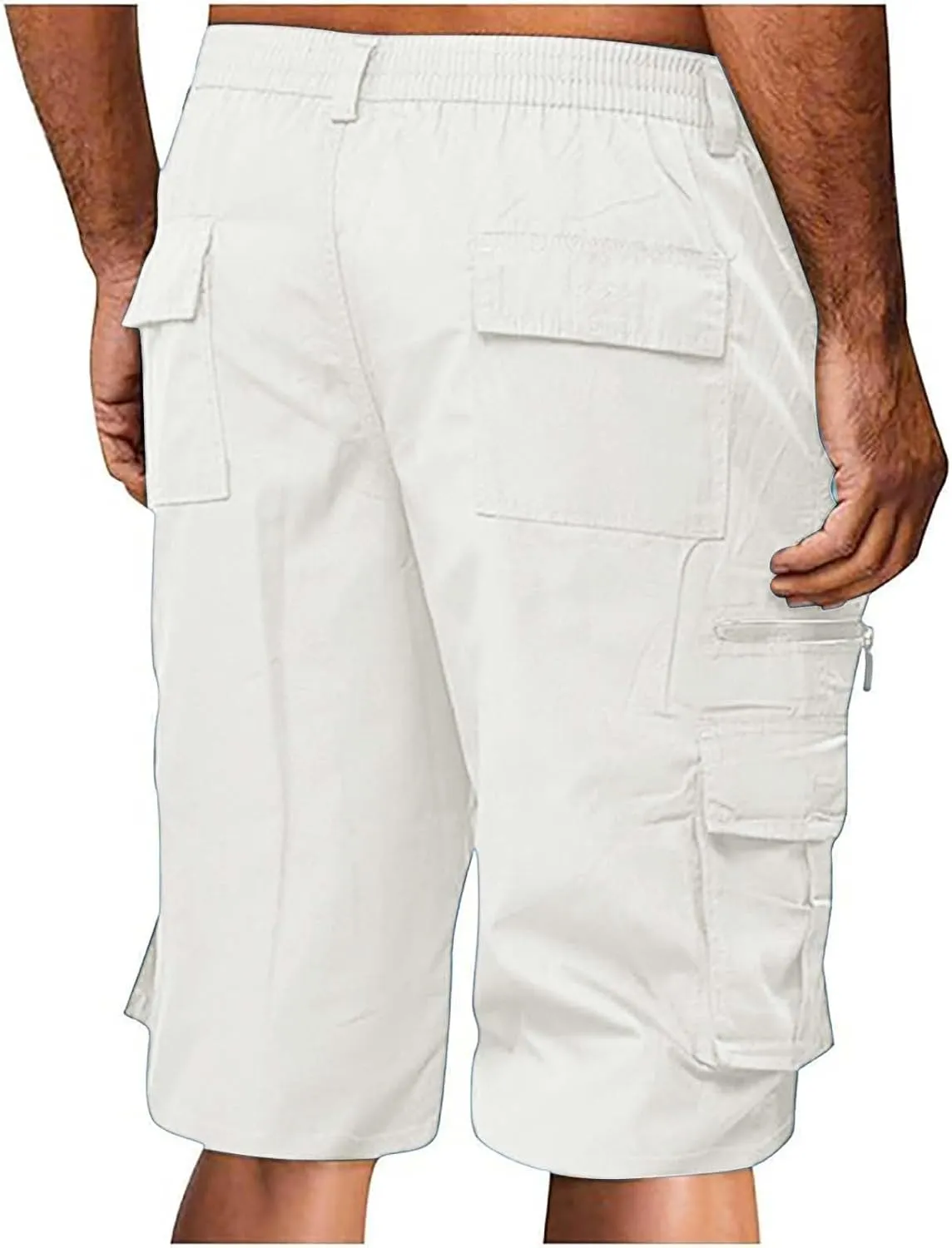CRNTCEM Mens Elastic Waisted Hiking Cargo Shorts Casual Quick Dry Summer Relaxed Fit Casual Work Short with Multi Pockets
