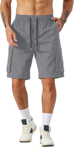 CRNTCEM Mens Straight Drawstring Casual Shorts Lightweight Stretchy Outdoor Hiking Running Summer Beach Shorts with Pocket