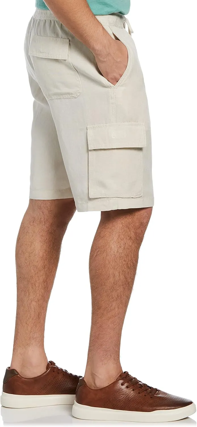 Cubavera Men's 10” Linen Blend Pull-on Drawstring Cargo Short, Classic Fit, Breathable, Durable (Available in Big & Tall)