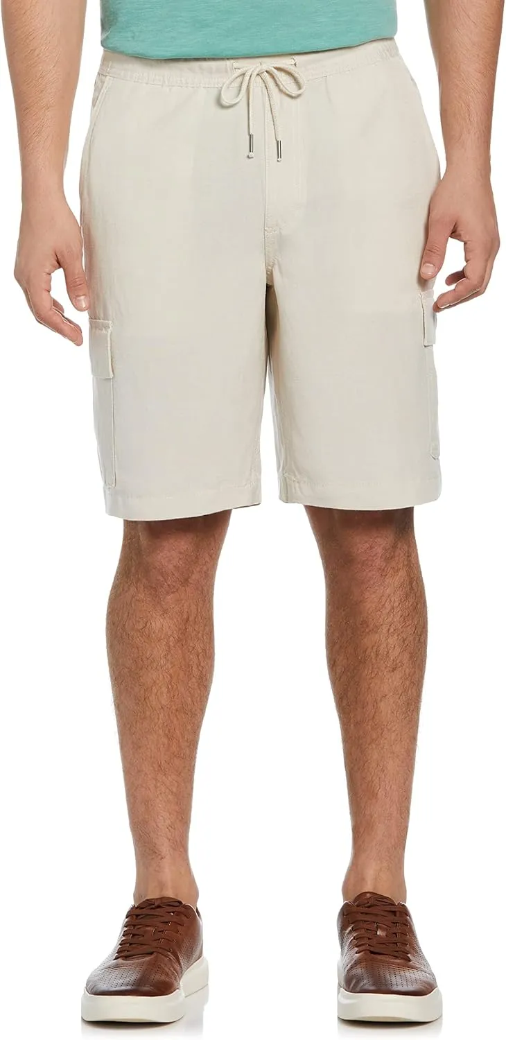 Cubavera Men's 10” Linen Blend Pull-on Drawstring Cargo Short, Classic Fit, Breathable, Durable (Available in Big & Tall)
