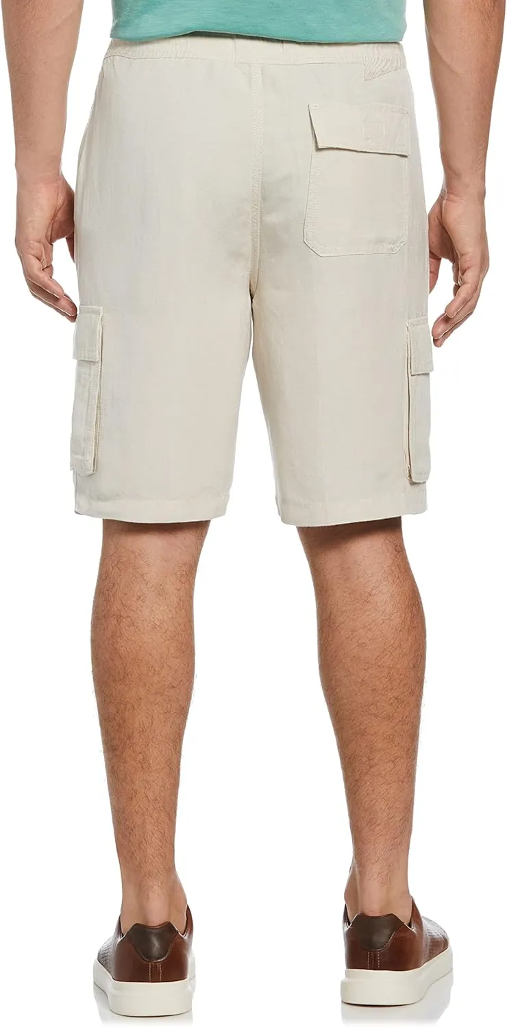 Cubavera Men's 10” Linen Blend Pull-on Drawstring Cargo Short, Classic Fit, Breathable, Durable (Available in Big & Tall)