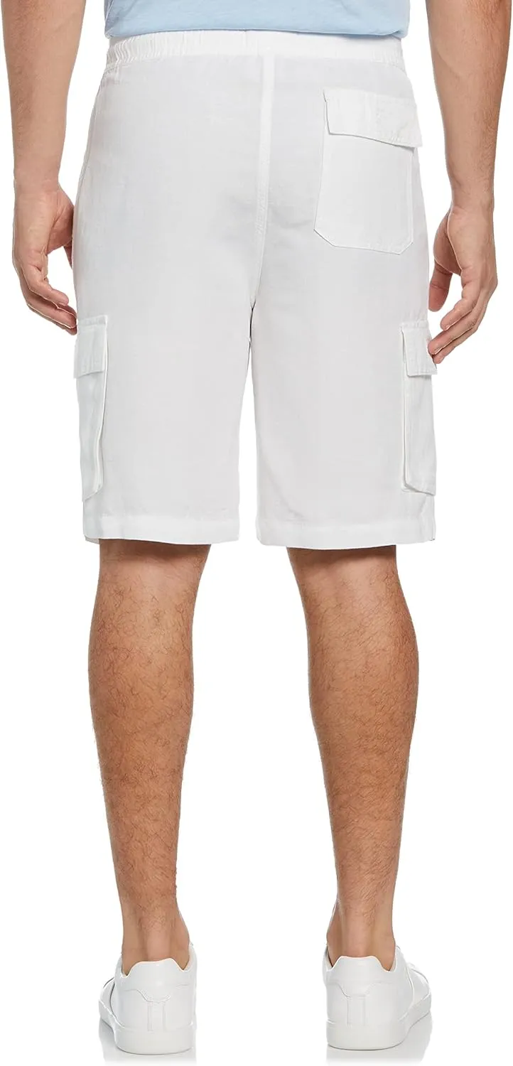Cubavera Men's 10” Linen Blend Pull-on Drawstring Cargo Short, Classic Fit, Breathable, Durable (Available in Big & Tall)