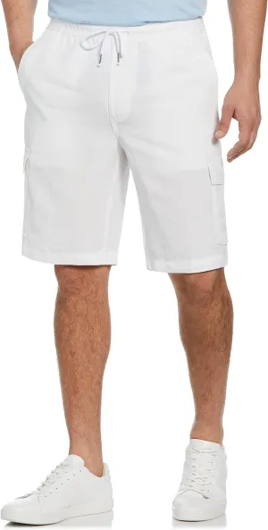 Cubavera Men's 10” Linen Blend Pull-on Drawstring Cargo Short, Classic Fit, Breathable, Durable (Available in Big & Tall)
