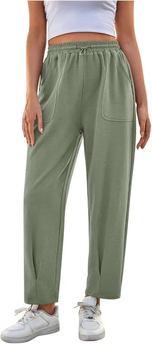 Dademeo Women's Sweatpants Straight Leg Drawstring Elastic Waist Trousers Casual Loose Sports Long Pants with Pockets