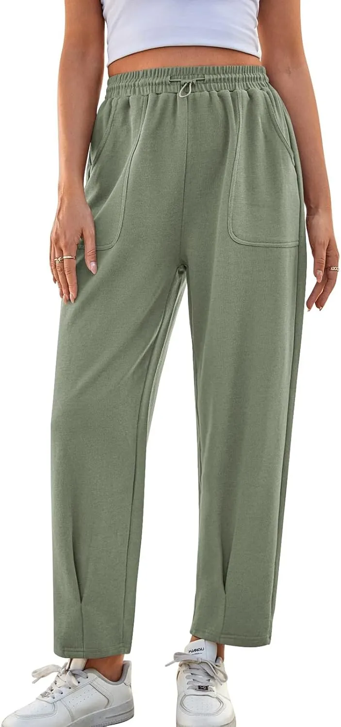 Dademeo Women's Sweatpants Straight Leg Drawstring Elastic Waist Trousers Casual Loose Sports Long Pants with Pockets
