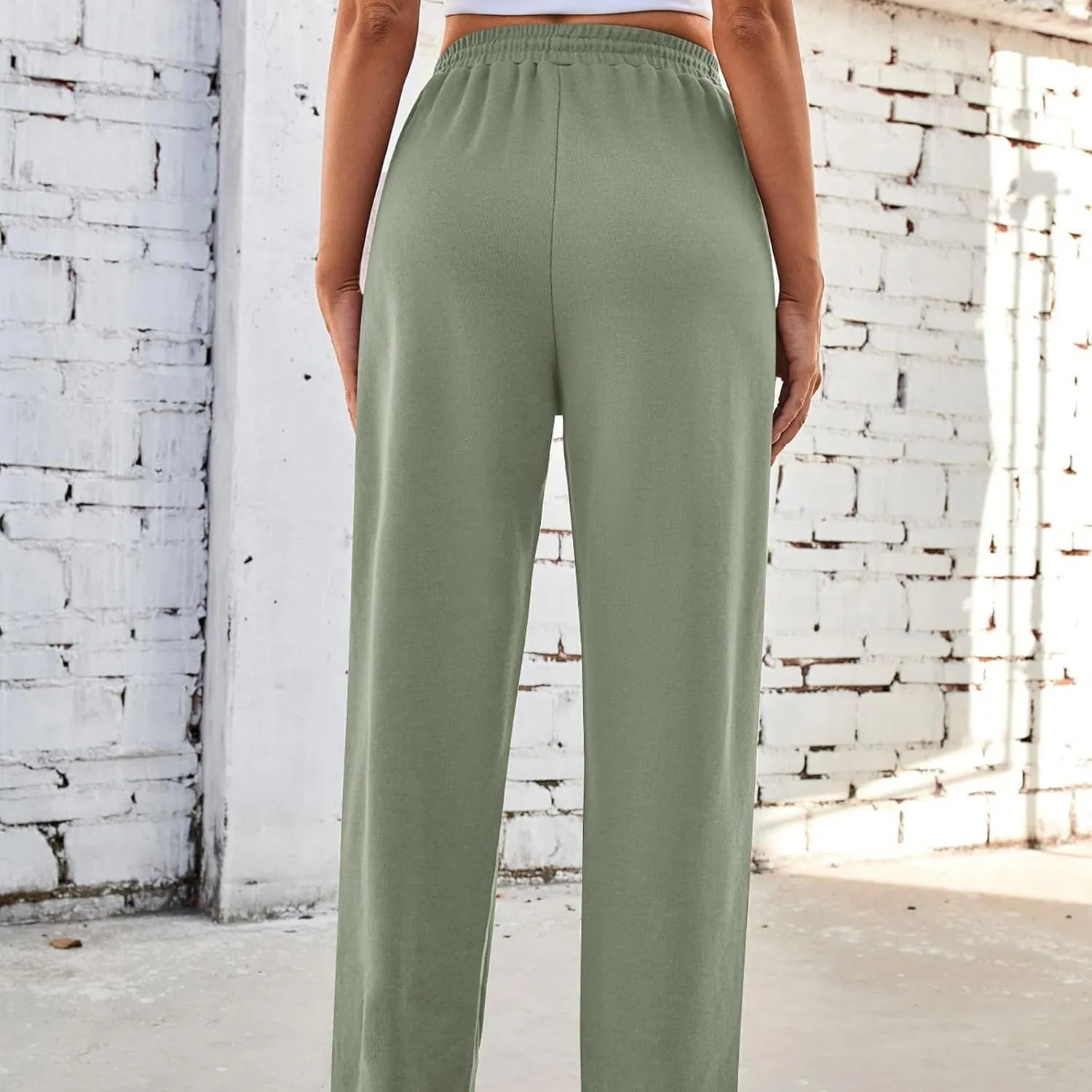 Dademeo Women's Sweatpants Straight Leg Drawstring Elastic Waist Trousers Casual Loose Sports Long Pants with Pockets