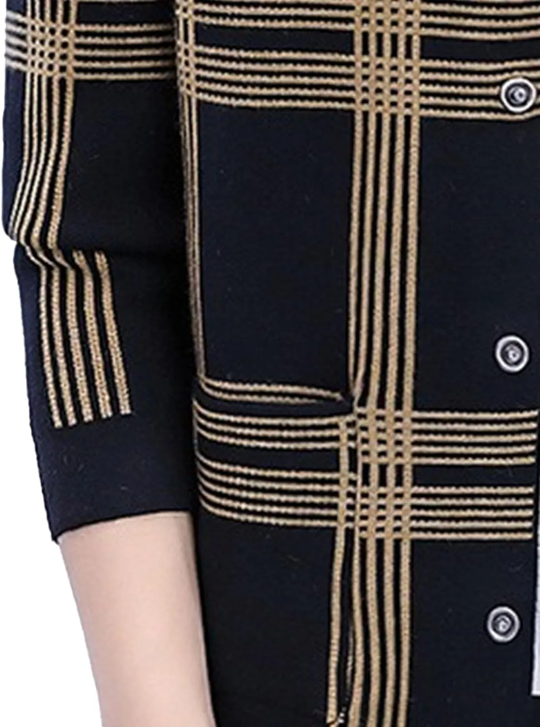 DGHM-JLMY Men's Fashion Plaid Knitted CardiganTrendy Joker Lapel Collar Cardigans Casual Button Down Ribbed Knit Coat