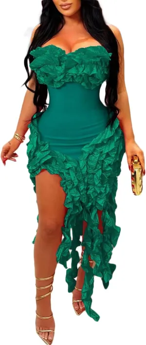 DINGANG Womens Dresses Sexy Off The Shoulder Corset Slit Summer Y2K Dress Club Party Long Dress