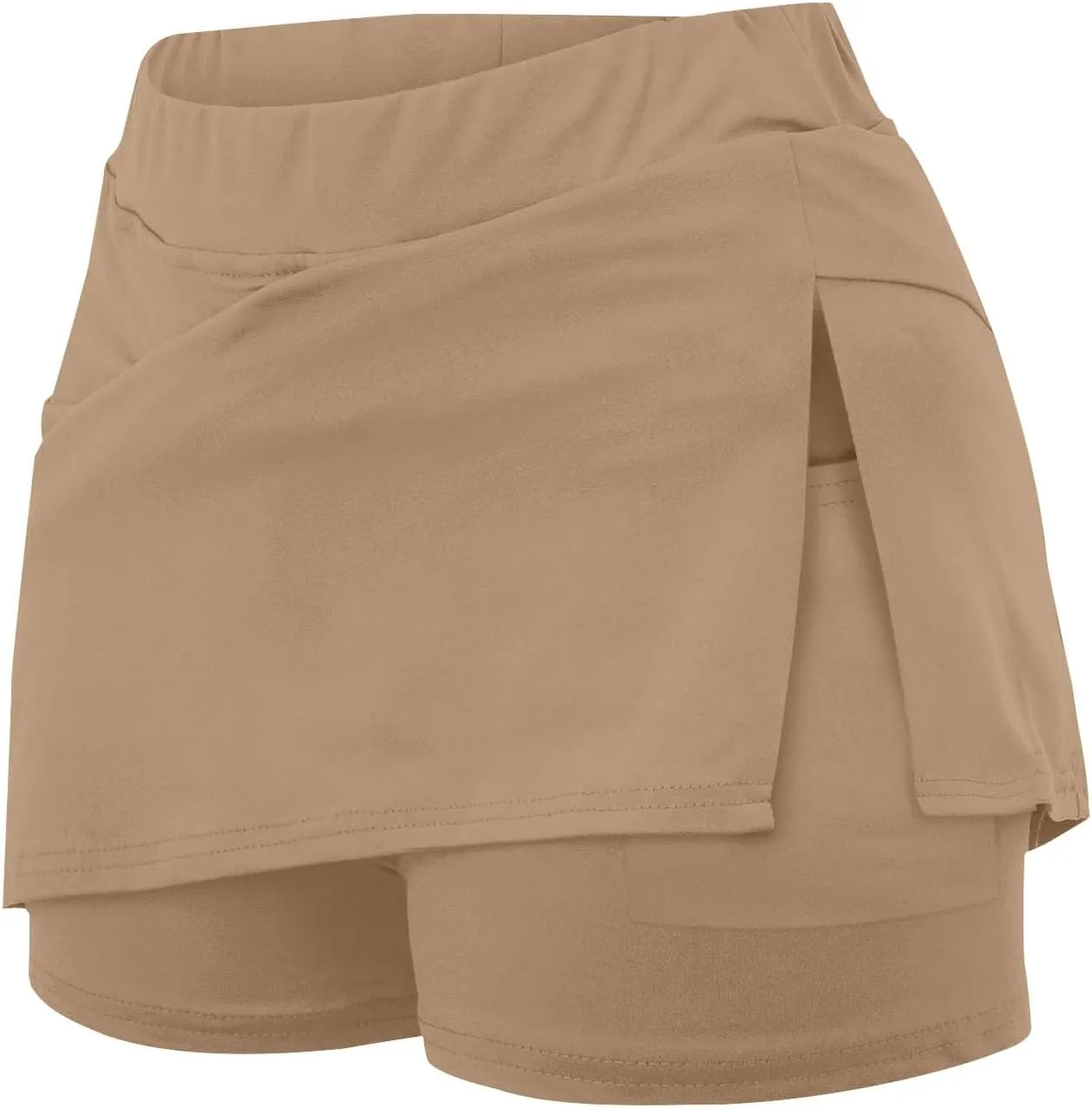 Elastic Skorts for Women High Waist Lightweight Tennis Skirt with Poeckt and Split Summer Gym Sport Skirts
