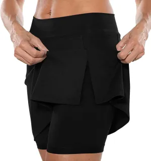 Elastic Skorts for Women High Waist Lightweight Tennis Skirt with Poeckt and Split Summer Gym Sport Skirts