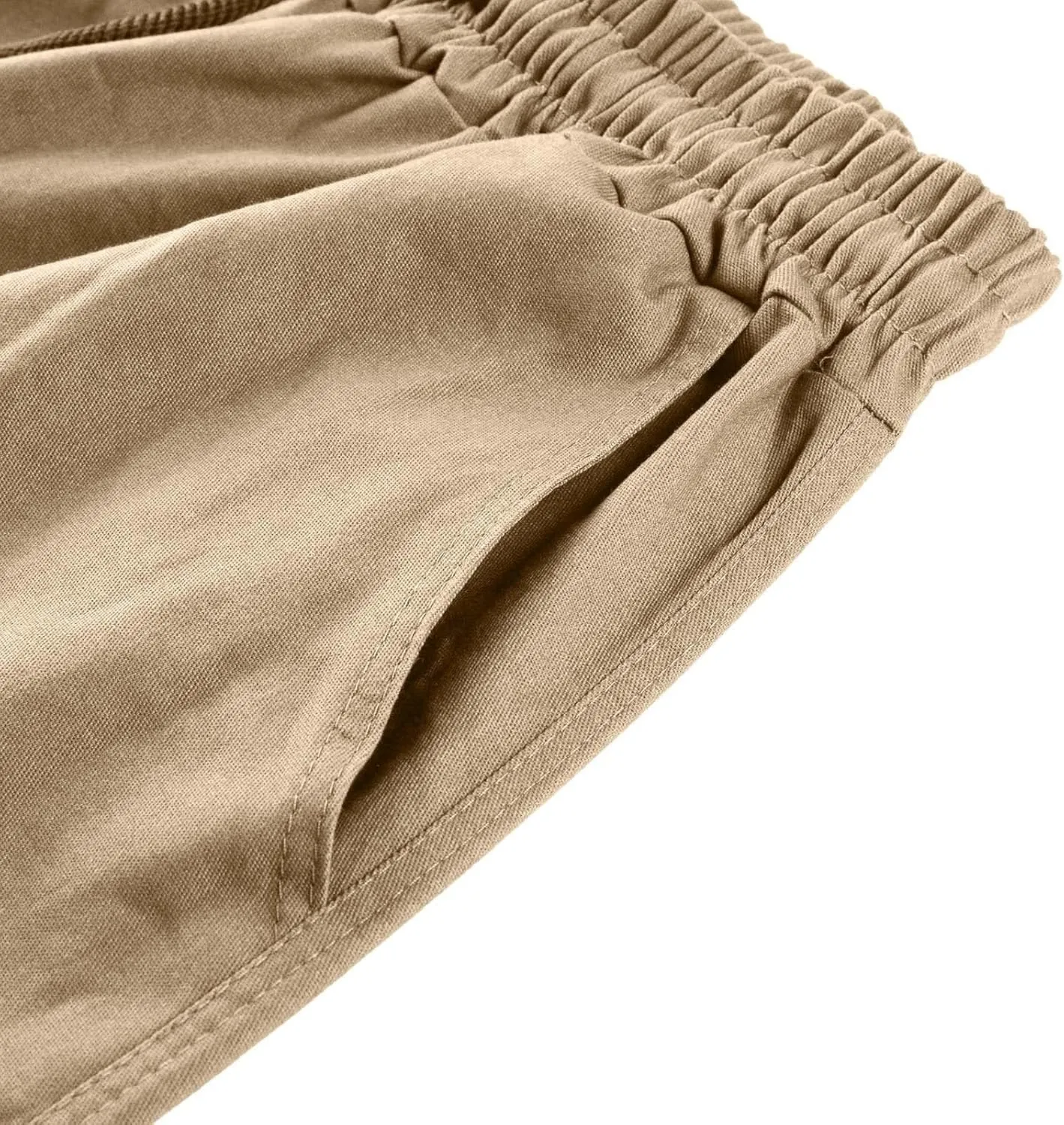 Elastic Waist Cargo Pants for Men Relaxed Fit Tactical Hiking Pants Casual Work Trousers Drawstring Travel Pants