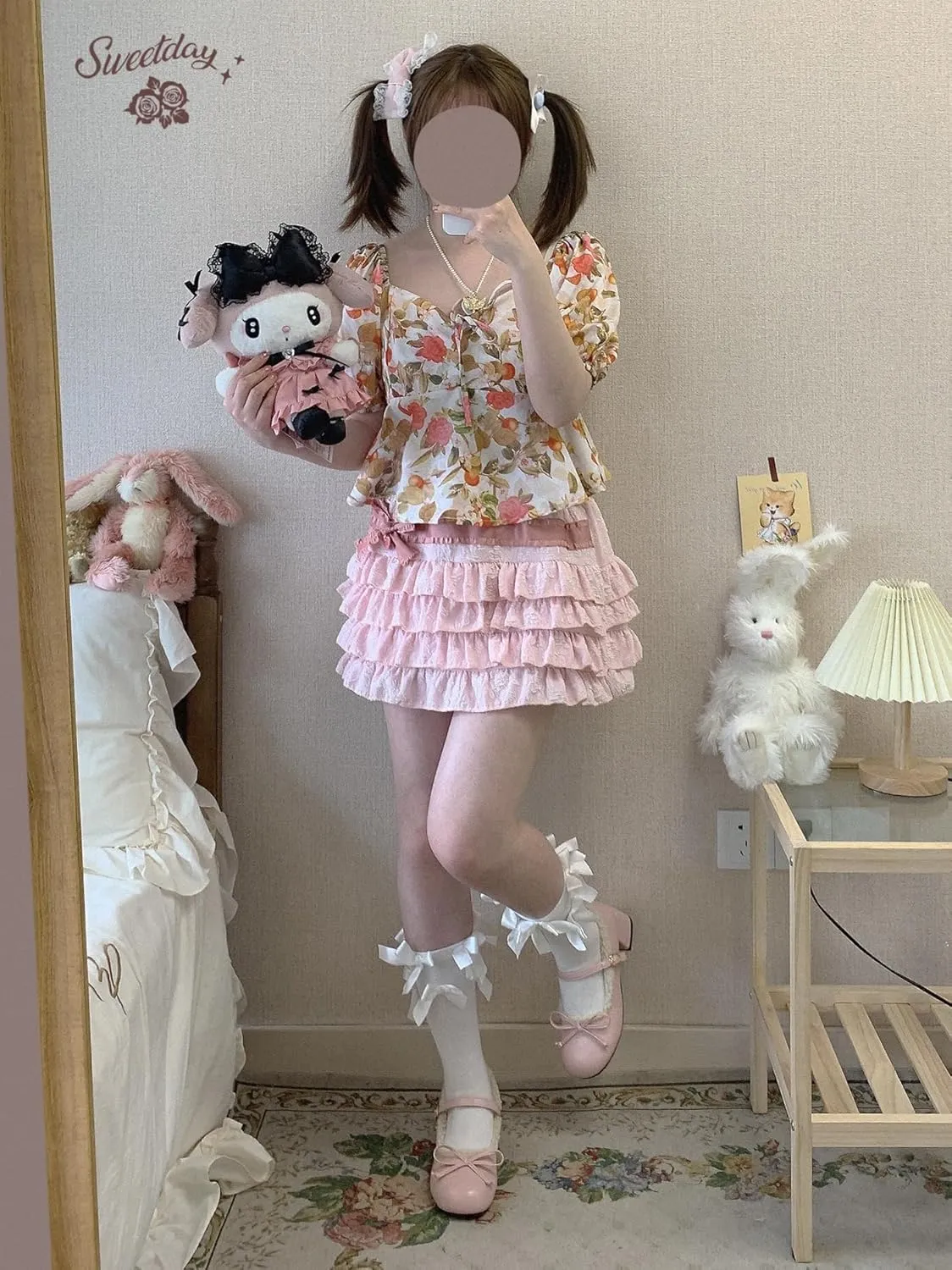 Elastic Waist Lolita Cake Mini Skirts for Women Girls High Waist Pleated Skirt Y2K Layered Skirt