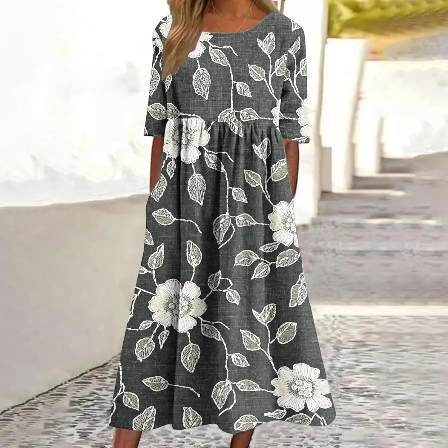 Elegant Black Boho Dress Floral Lace Overlay Long Dress with Keyhole Back and Flowy Skirt for Special Occasions
