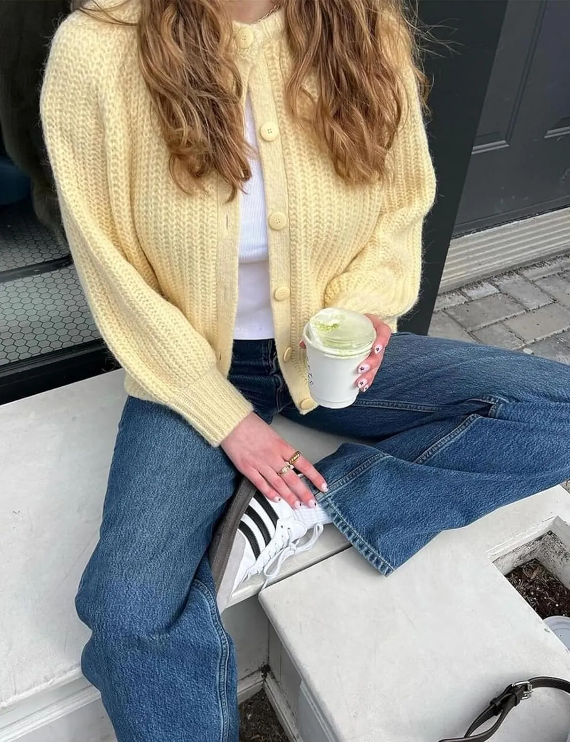 Esmeling Women’s Long Sleeve Crewneck Sweater Cardigans Fall Casual Solid Chunky Knit Coat