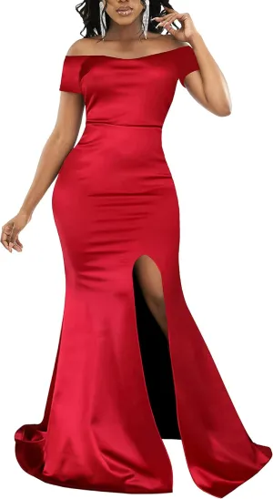 FairyLove Womens Sexy Bridesmaid Formal Evening Gown Dresses Wedding Guest Dress Burgundy
