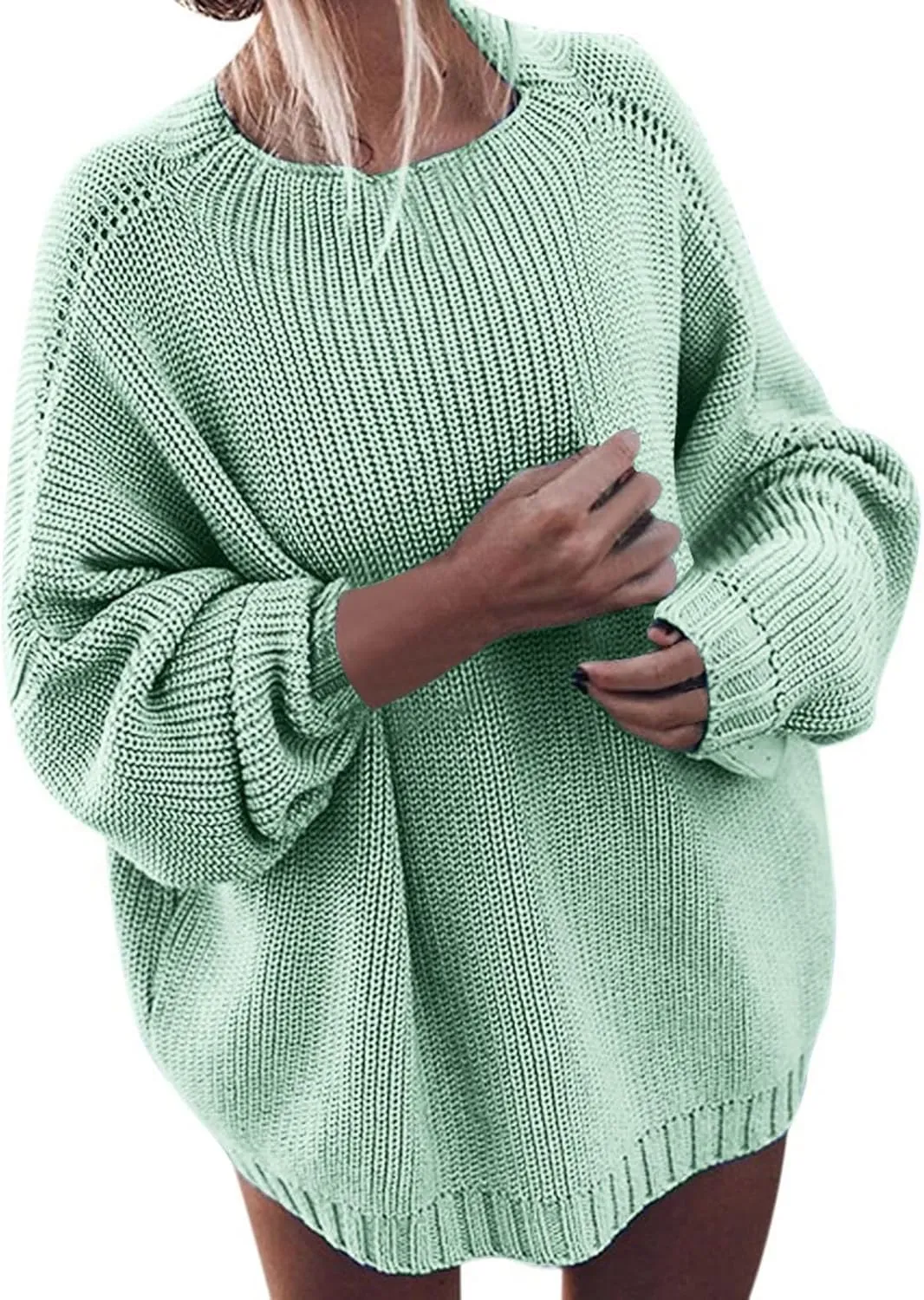 Fall Sweaters for Women Cable Knit Solid Color Crew Neck Long Sleeve Casual Soft Loose Fit Sweaters Tops